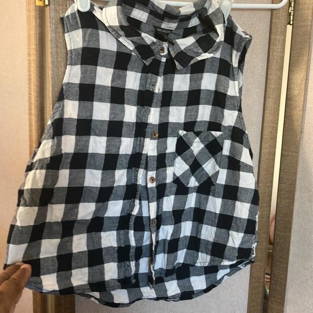 FINAL MARKDOWN Forever 21 Monochrome Checkered Top large
